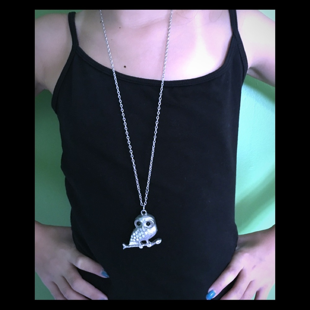 Owl long necklace.